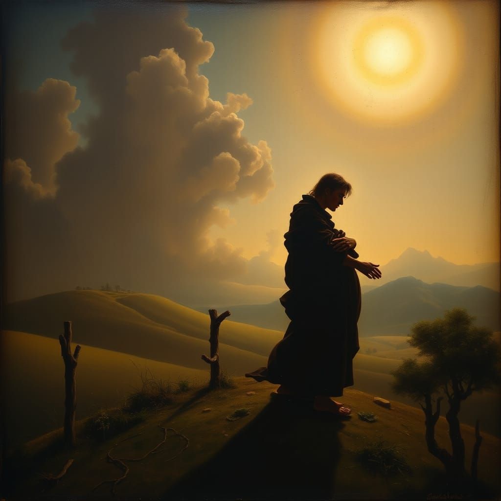 Renaissance Allegory Painting of Wisdom in Dreamlike Landsca...