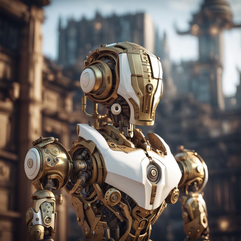 Brass Android Builds Robot Baby in High Fantasy Style