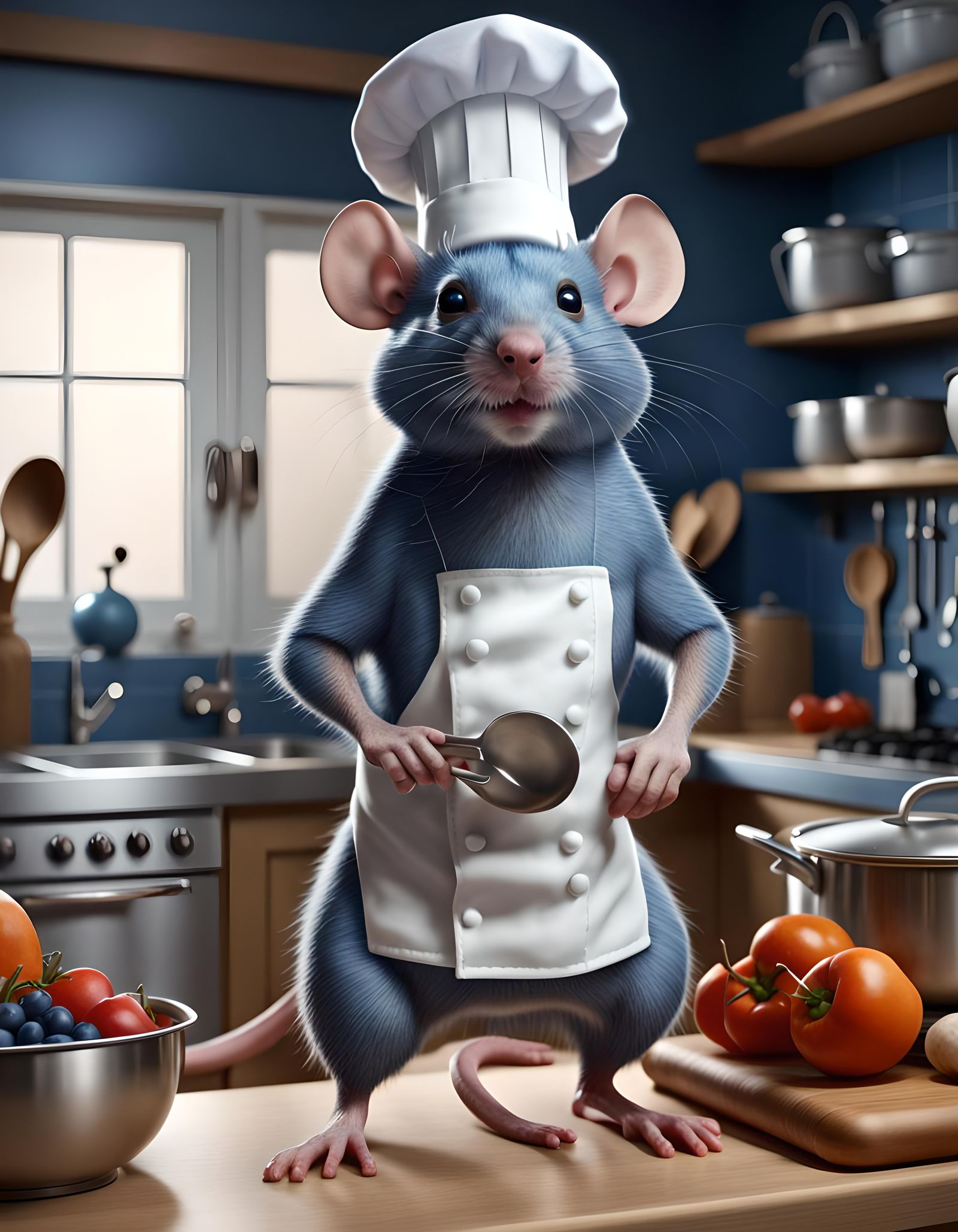 Blue Rat Chef Portrait in 8k Resolution