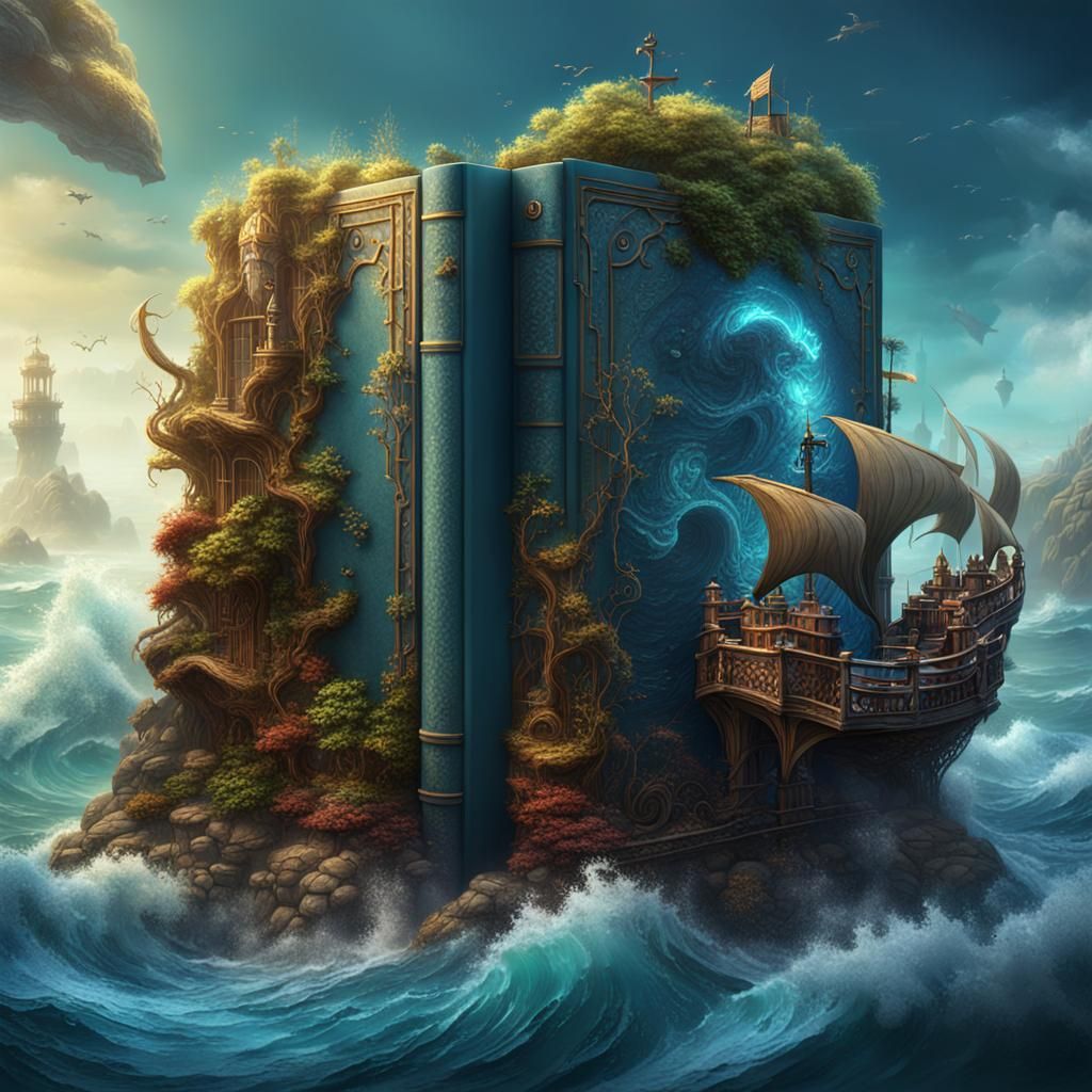 Fantastical Ocean Book in Detailed Digital Painting