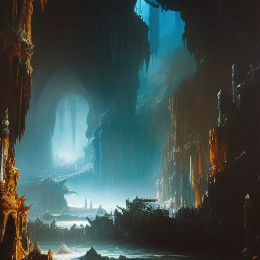 River Styx Entrance to Hades in Watercolor