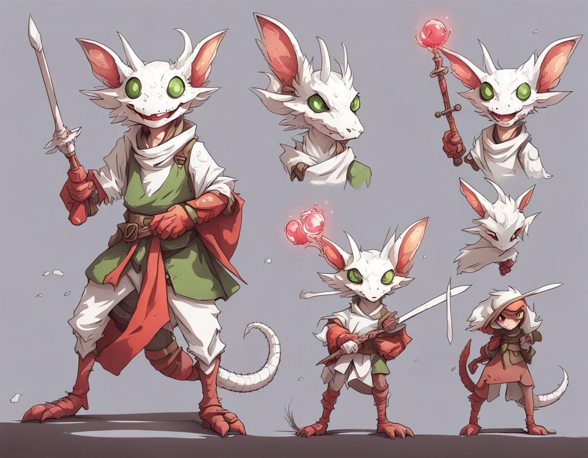 White Kobold Character Art in Anime Style
