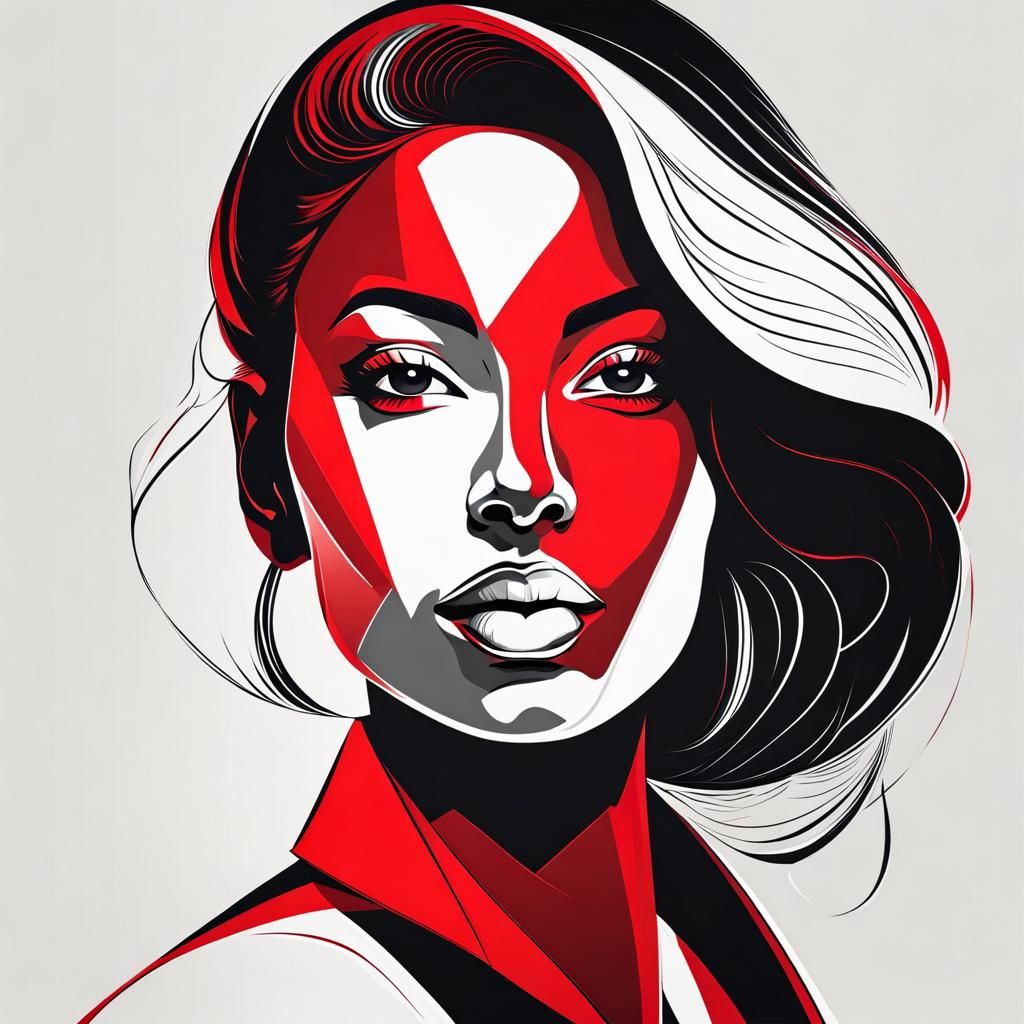 Minimalist Chroma Portrait in Geometric Style