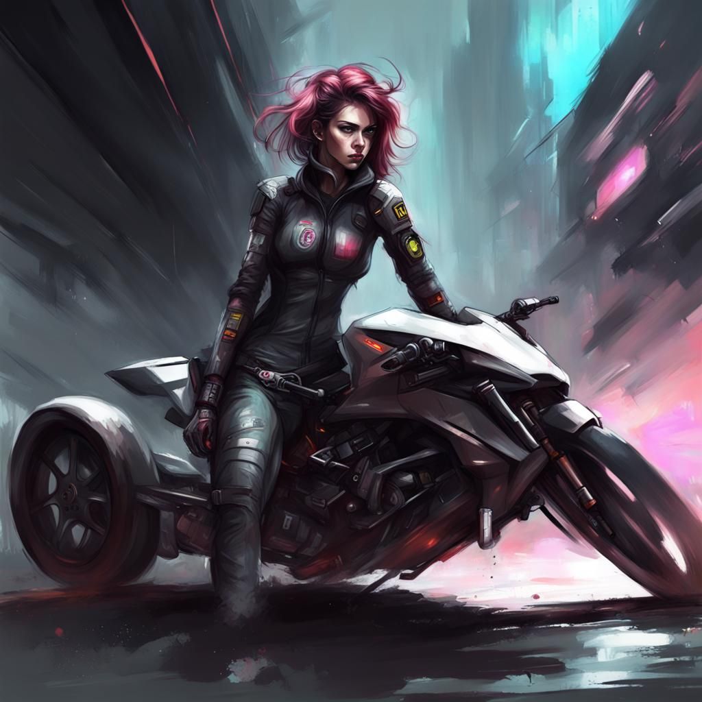Intense Cyberpunk Racer Speed Paint