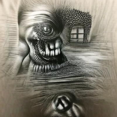 Hyperdetailed Charcoal Drawing of Infinite Horror