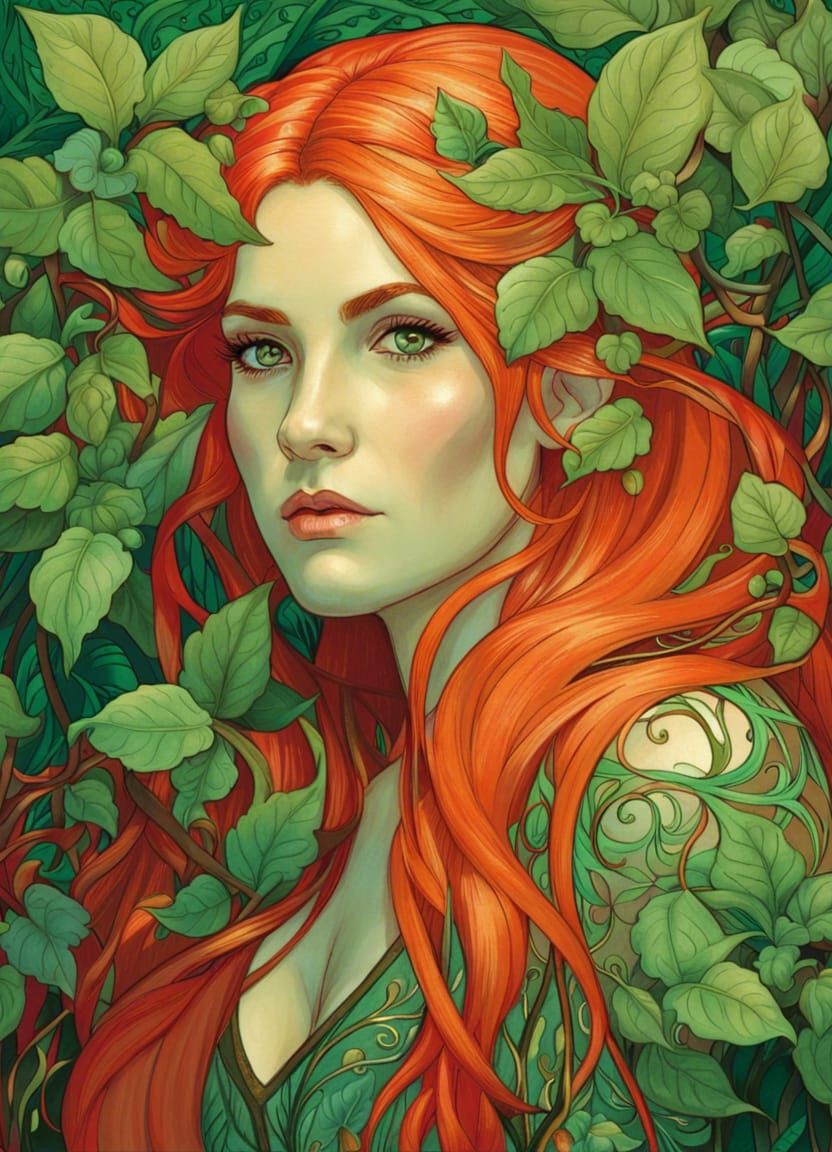Female Elf with Vines in Analogous Colors
