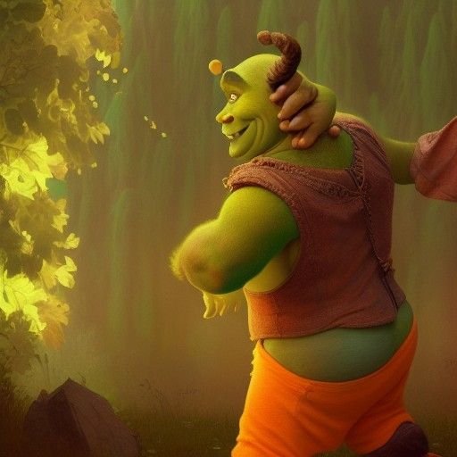 Shrek Dancing: Hyperdetailed Concept Art in 8k