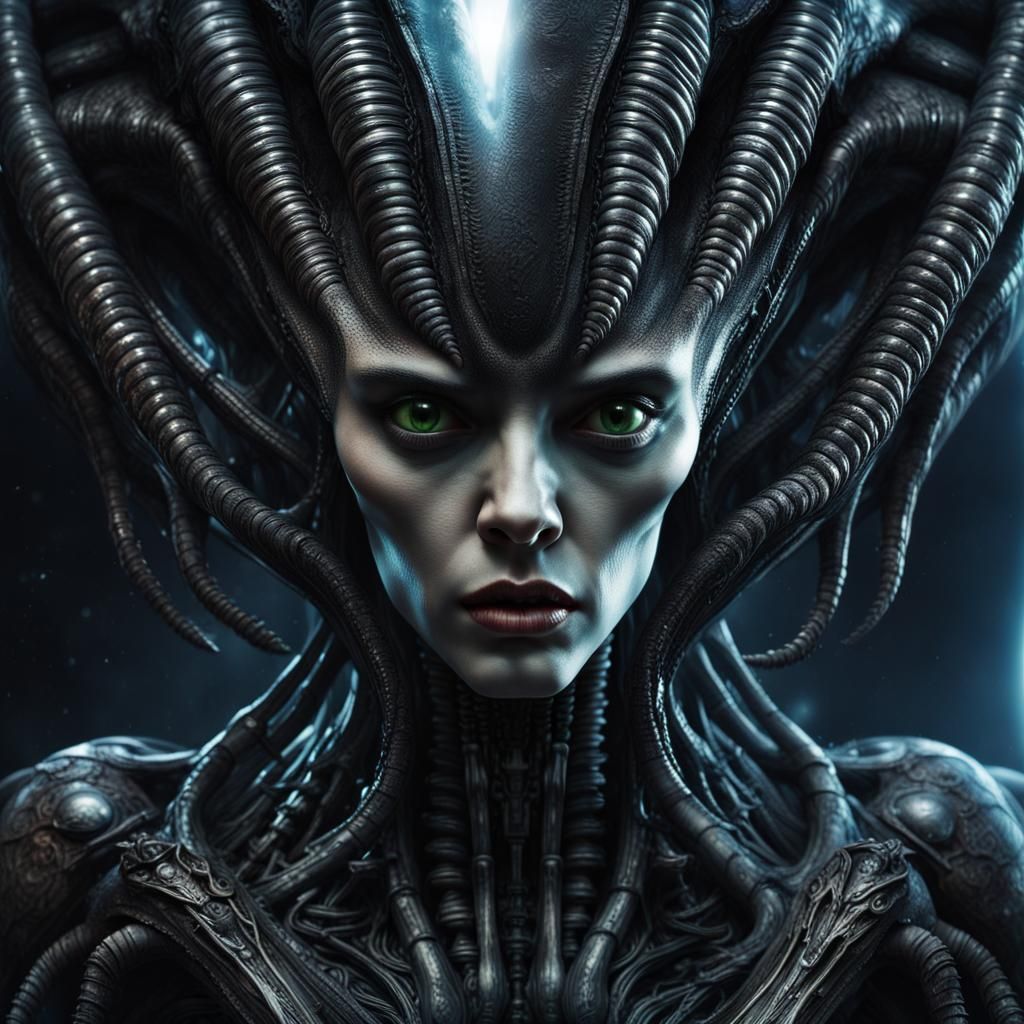 Creepy Alien Spaceship in HR Giger Style