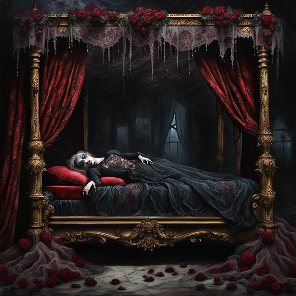 Gothic Romance Painting of Zombie Woman