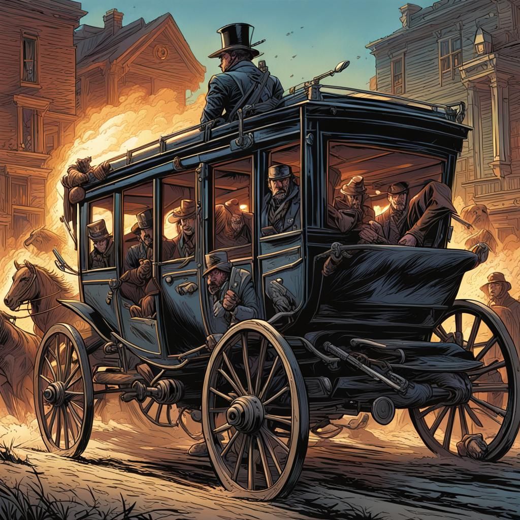 Civil War Stagecoach Robbery in Comic Book Art