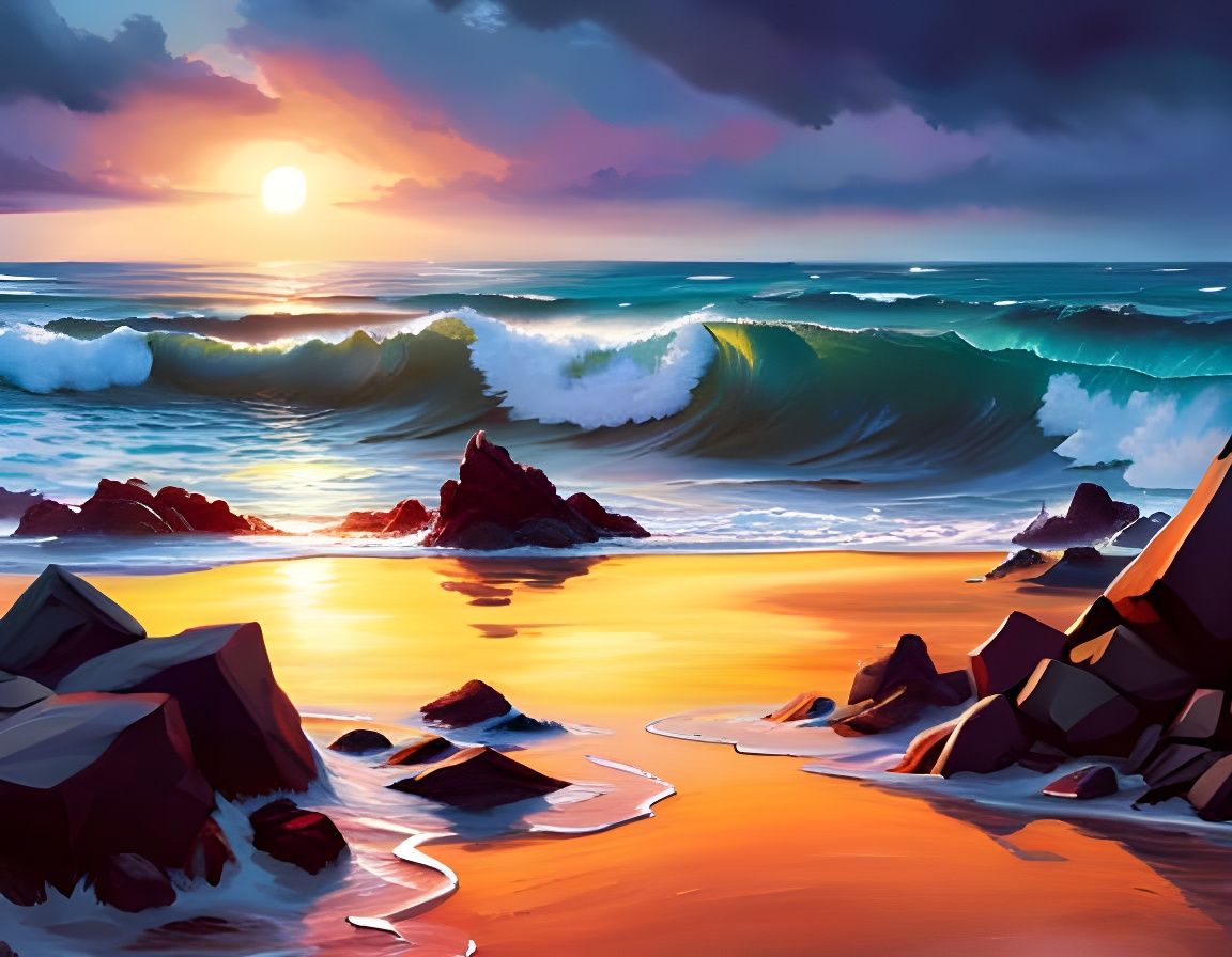 Hyperrealistic Tropical Beach with Luminous Lighting