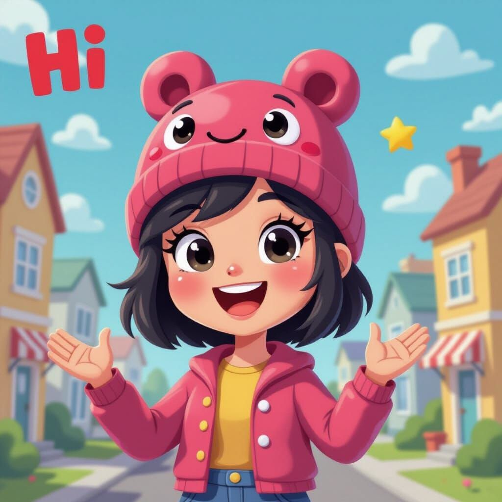 Cheerful Character in Block-Building Game Style