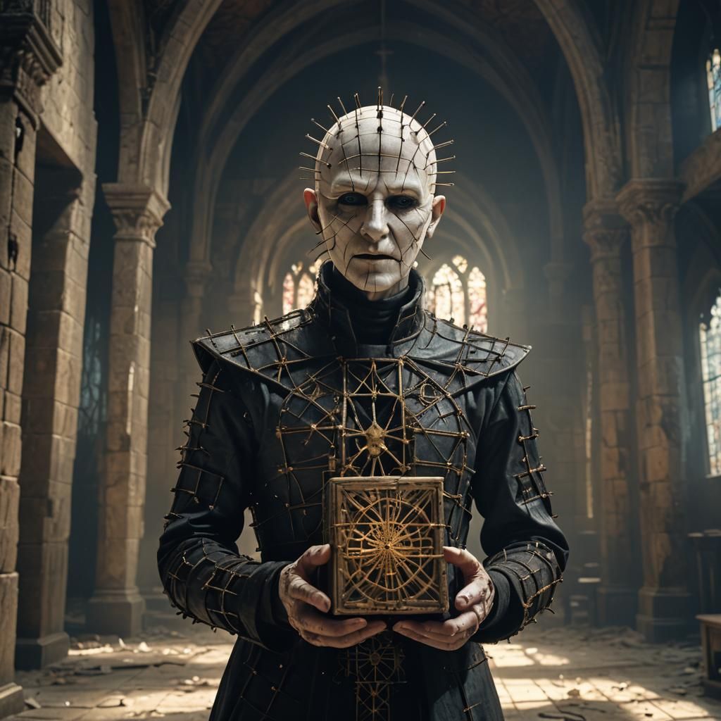 Pinhead in Abandoned Church: Detailed Matte Painting