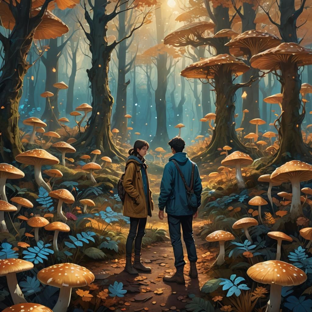 Autumn Forest Person in Detailed Digital Art