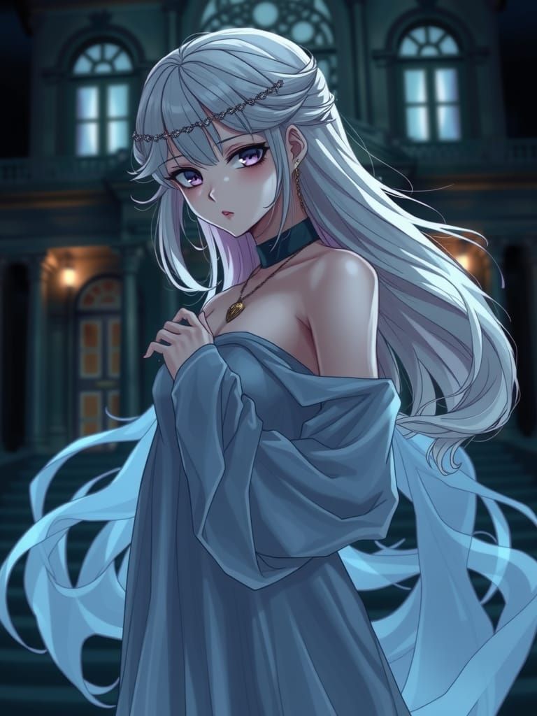 Mysterious Anime Girl in Ethereal Setting