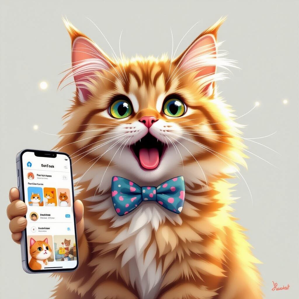 Surprised Cat Reacts to Shocking Smartphone News