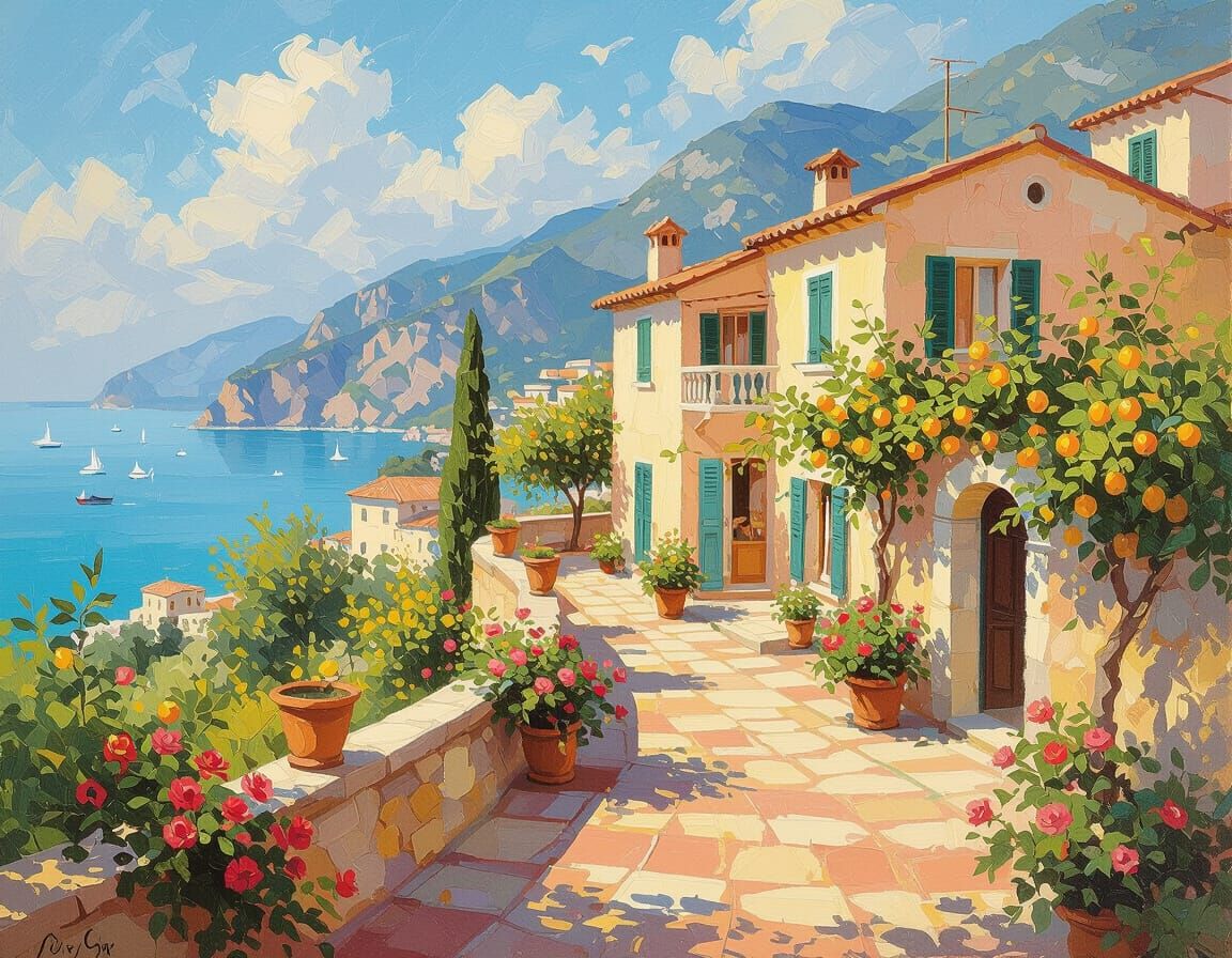Amalfi Coast Villa in Impressionist Style