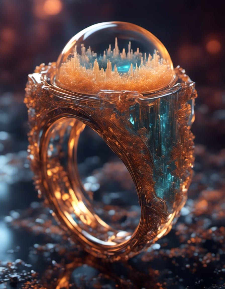 London in Glass Ring: Sci-Fi 3D Render