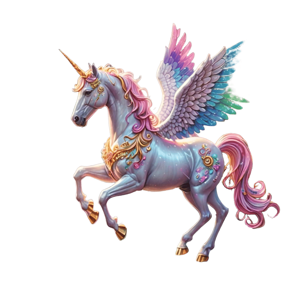 Unicorn-Pegasus in a Candy Art Magical Garden