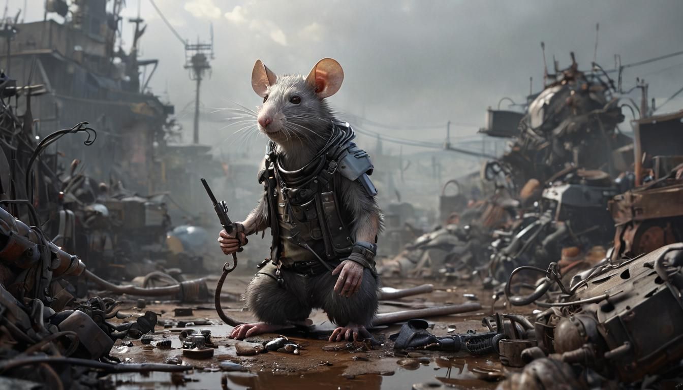 Photorealistic Portrait of a Futuristic Junkyard Punker