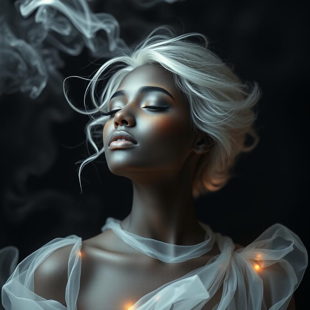 Ethereal Woman Radiates Peaceful Glow