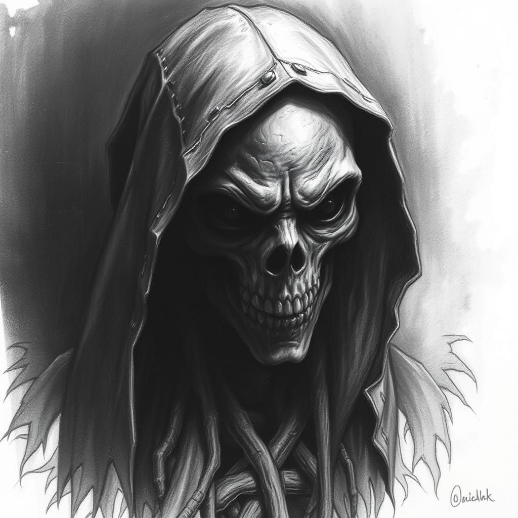 Ethereal Dark Figure Shrouded in Shadows