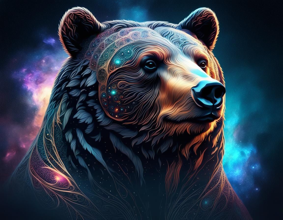 Galactic Bear Silhouette in Detailed 3D Rendering