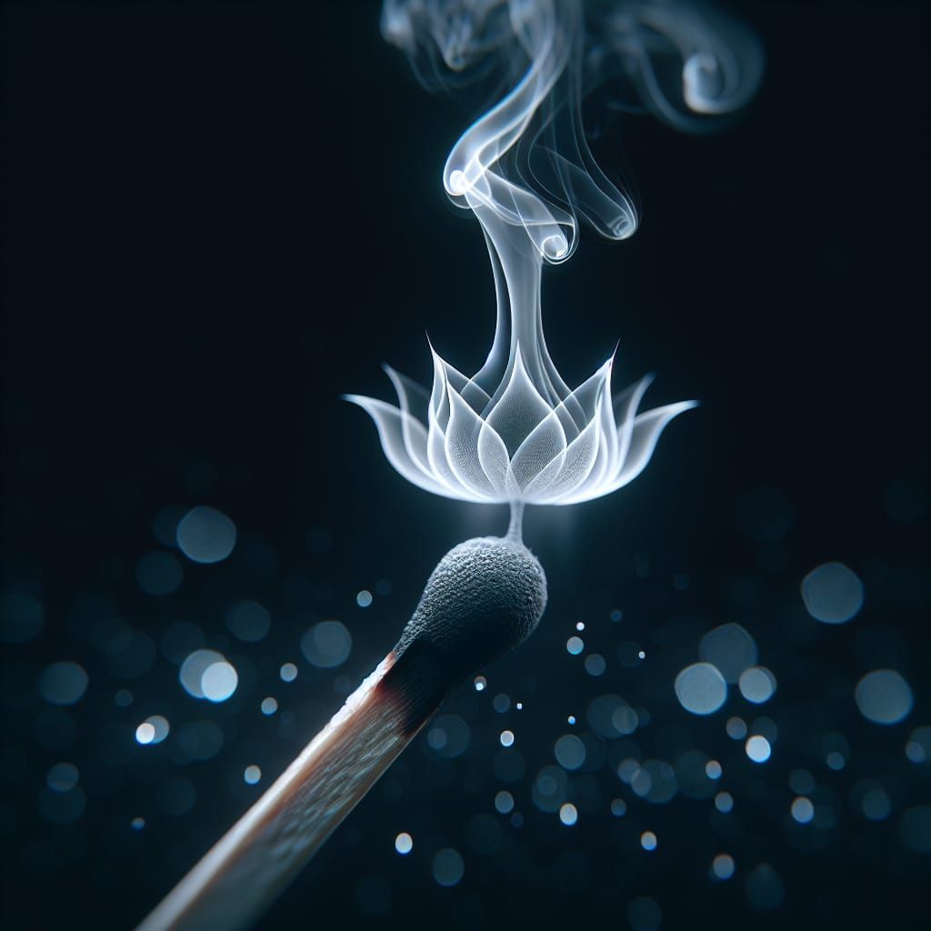 Extinguished Matchstick Lotus in Octane Render