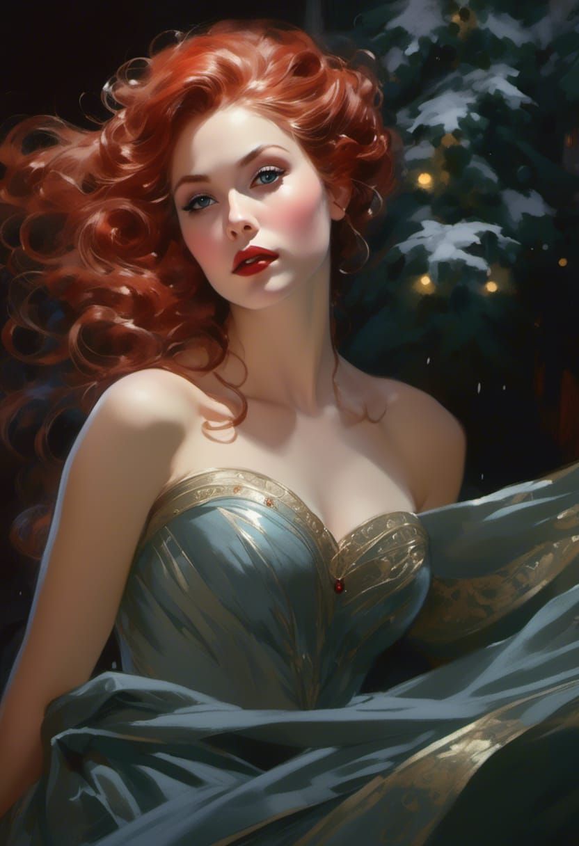 Mother Christmas Portrait in Luminist Style