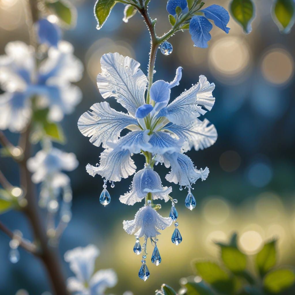 Elegant Crystal Ice Sweet Pea in Sunlight