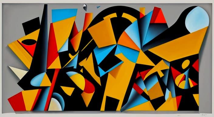 Surreal Cubist Masterpiece with Fragmented Forms and Dreamli...