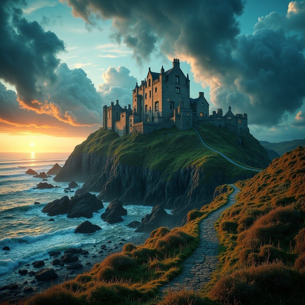Dramatic Castle Emerging from the Stormy Scottish Landscape ...