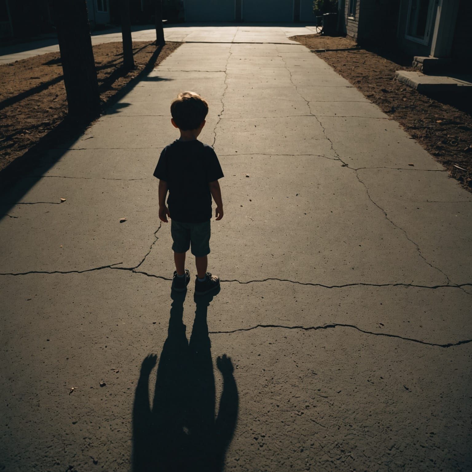 Child's Giant Shadow: A Cinematic Film Still