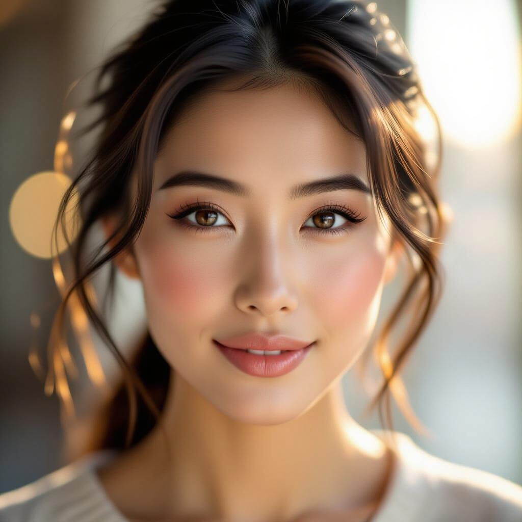 Close-Up Cinematic Portrait of a Pretty Asian Woman
