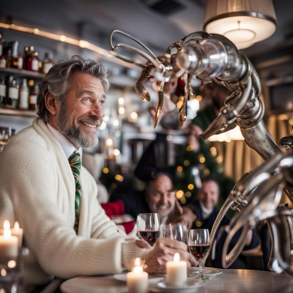 Surreal Restaurant Scene with Exotic Aliens in Photography