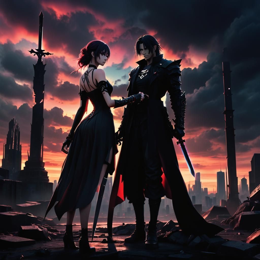 Hyper-Realistic Post-Apocalyptic Anime Art: Mysterious Duo C...