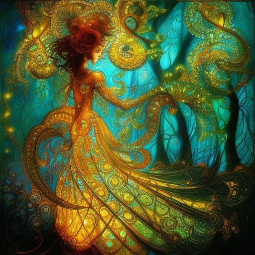 Luminescent Tree in Fantasy Forest Digital Art