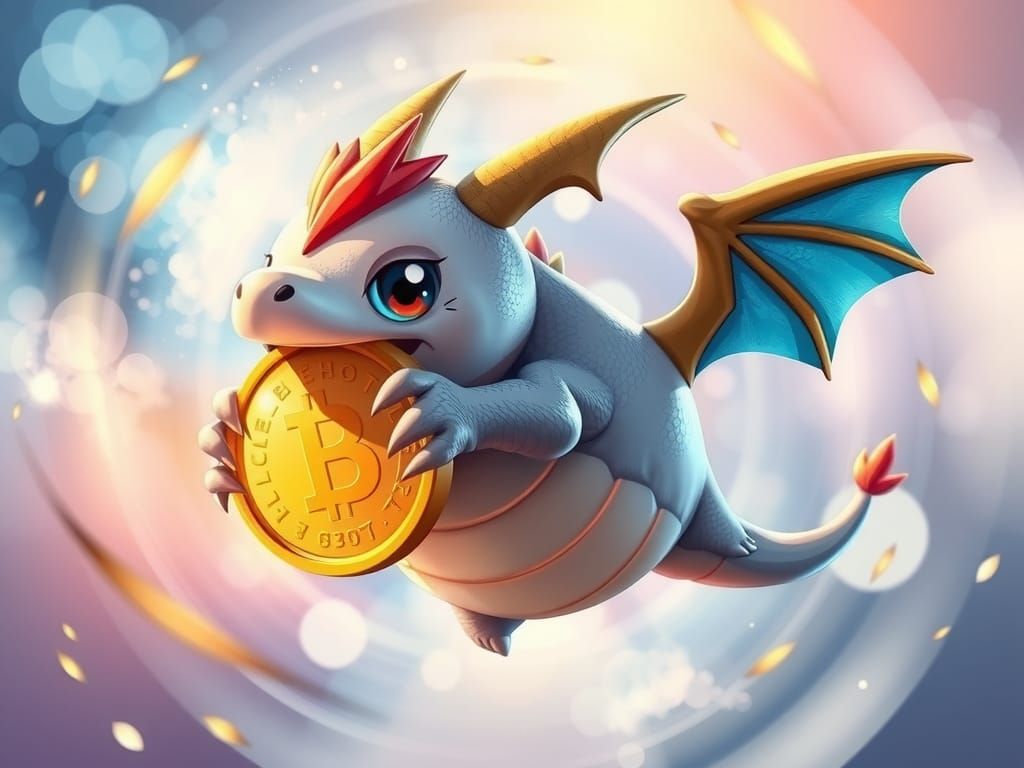 Chibi Dragon's Golden Coin, Digital Anime Art