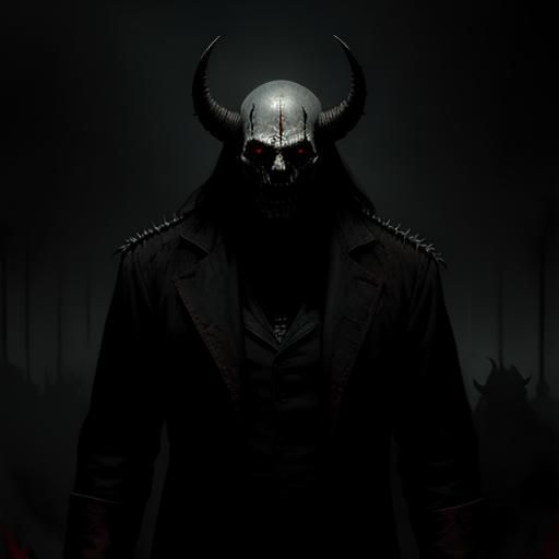 Menacing Shadow Devil in Horror Art Style