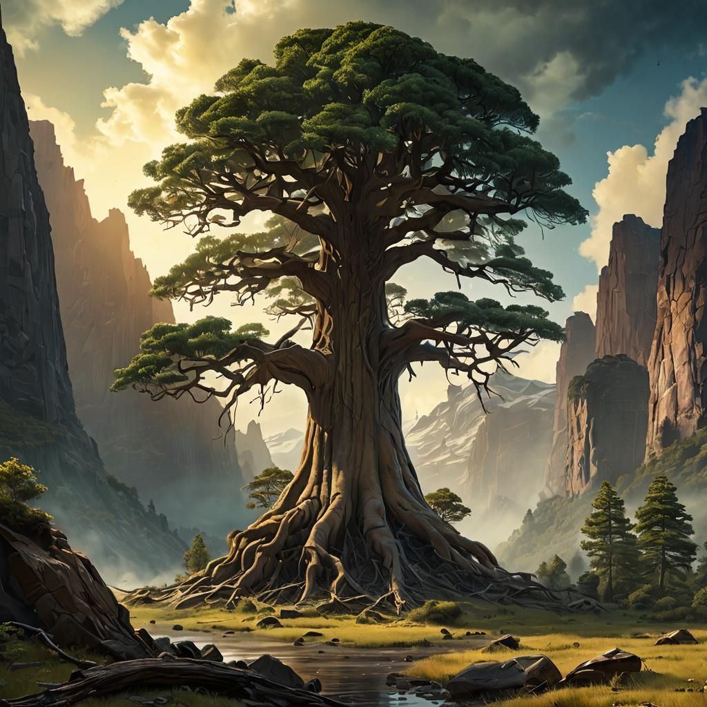 Giant Silicon Tree: Detailed Matte Painting