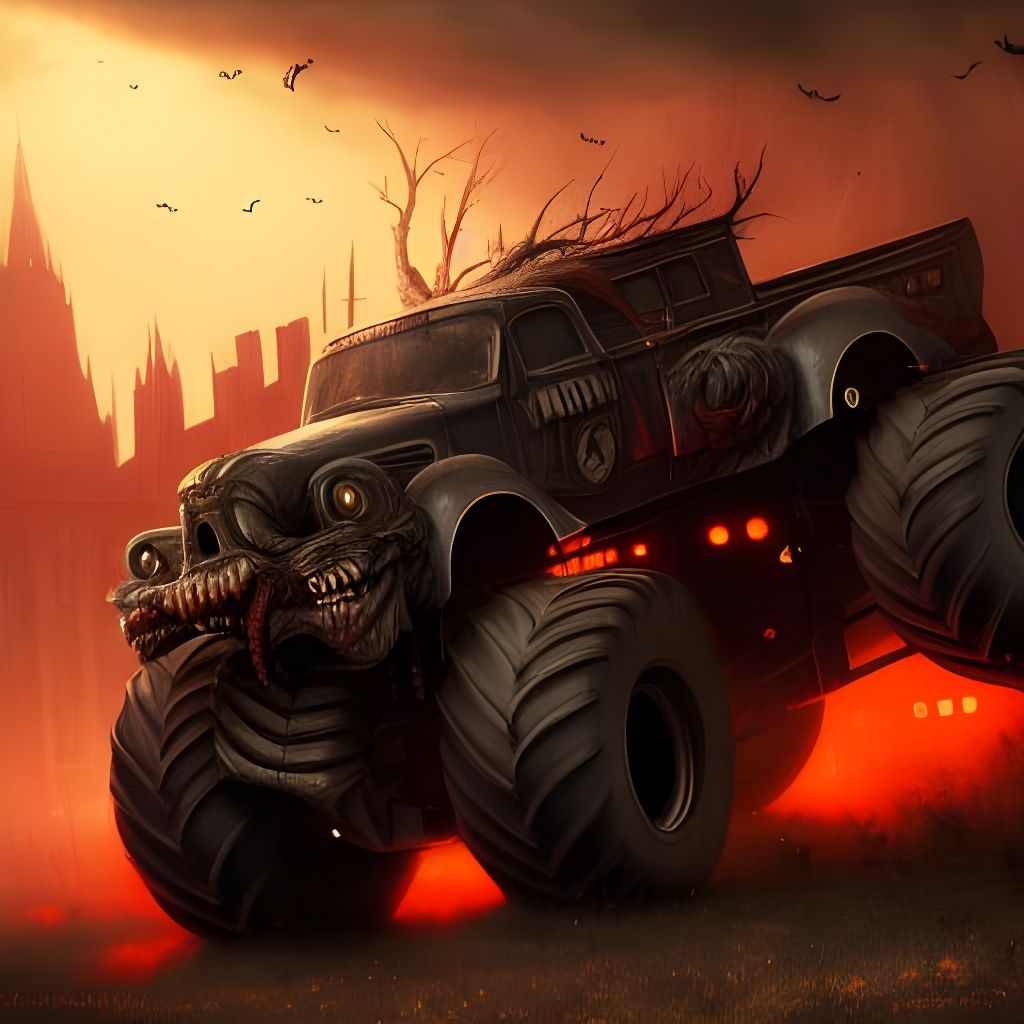 Halloween Monster Truck: Dark Fantasy Concept Art