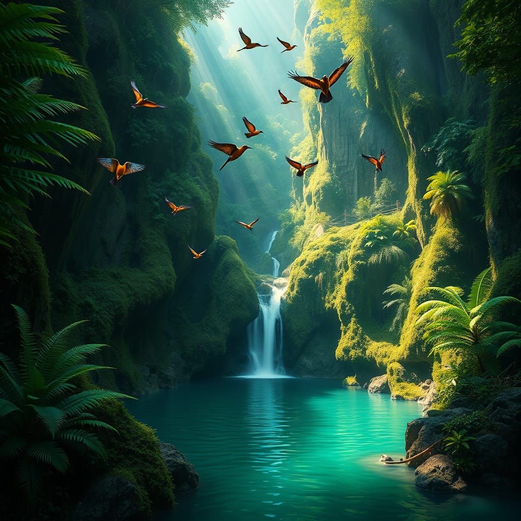 Emerald Oasis in Lush Jungle Canopy