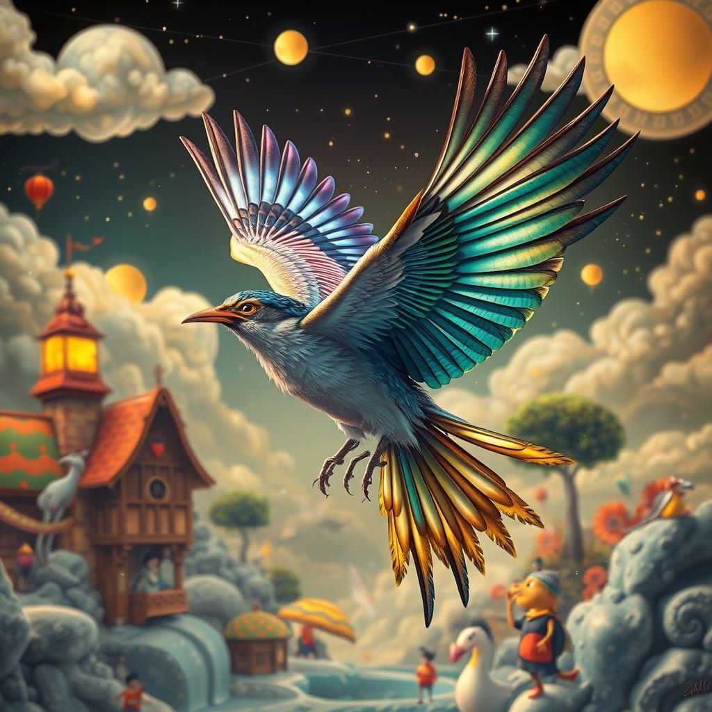 Majestic Bird in Flight with Radiant Plumage