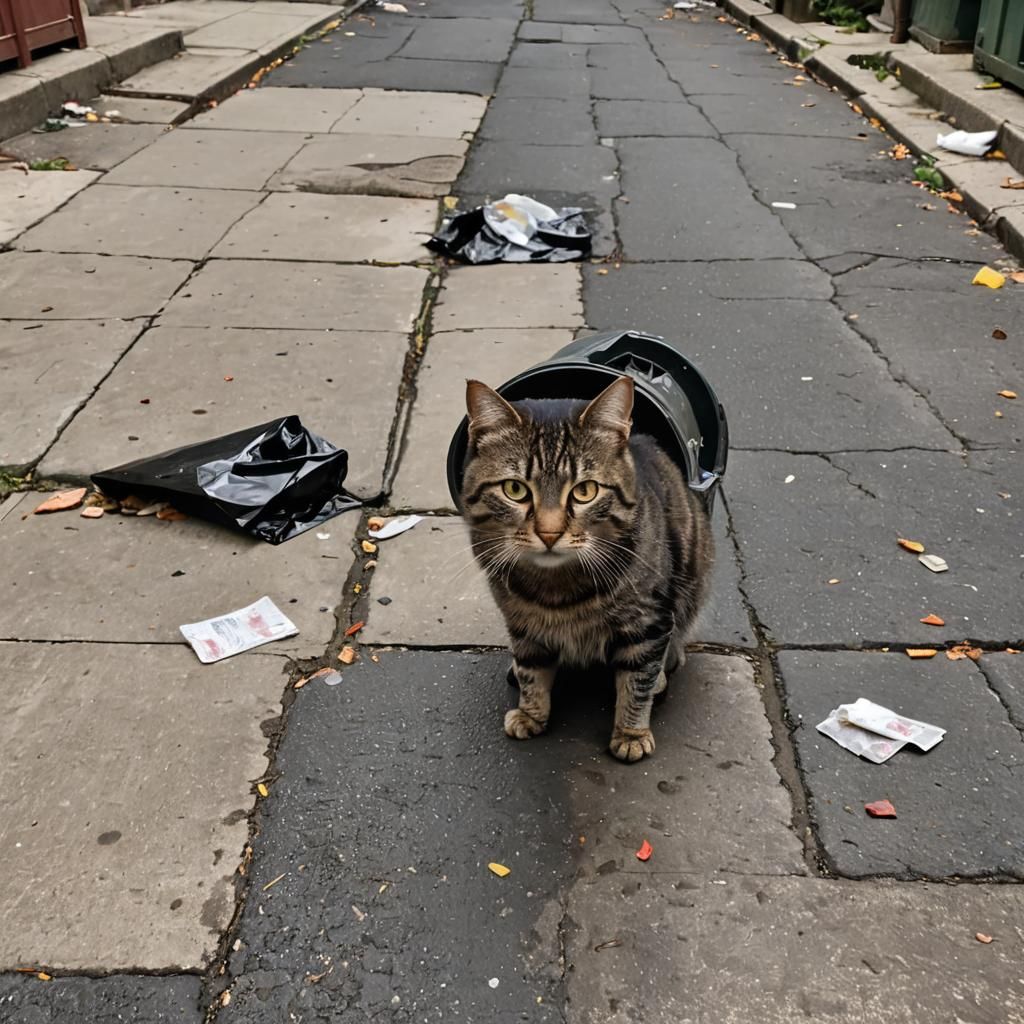 Stray Cat in Grimy Alleyway