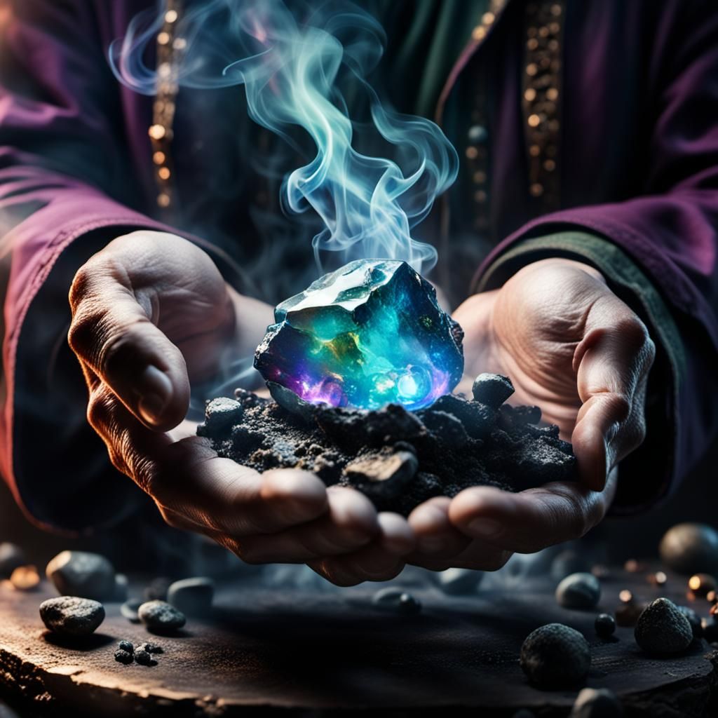 Glowing Alchemist Stone Emitting Mysterious Energy