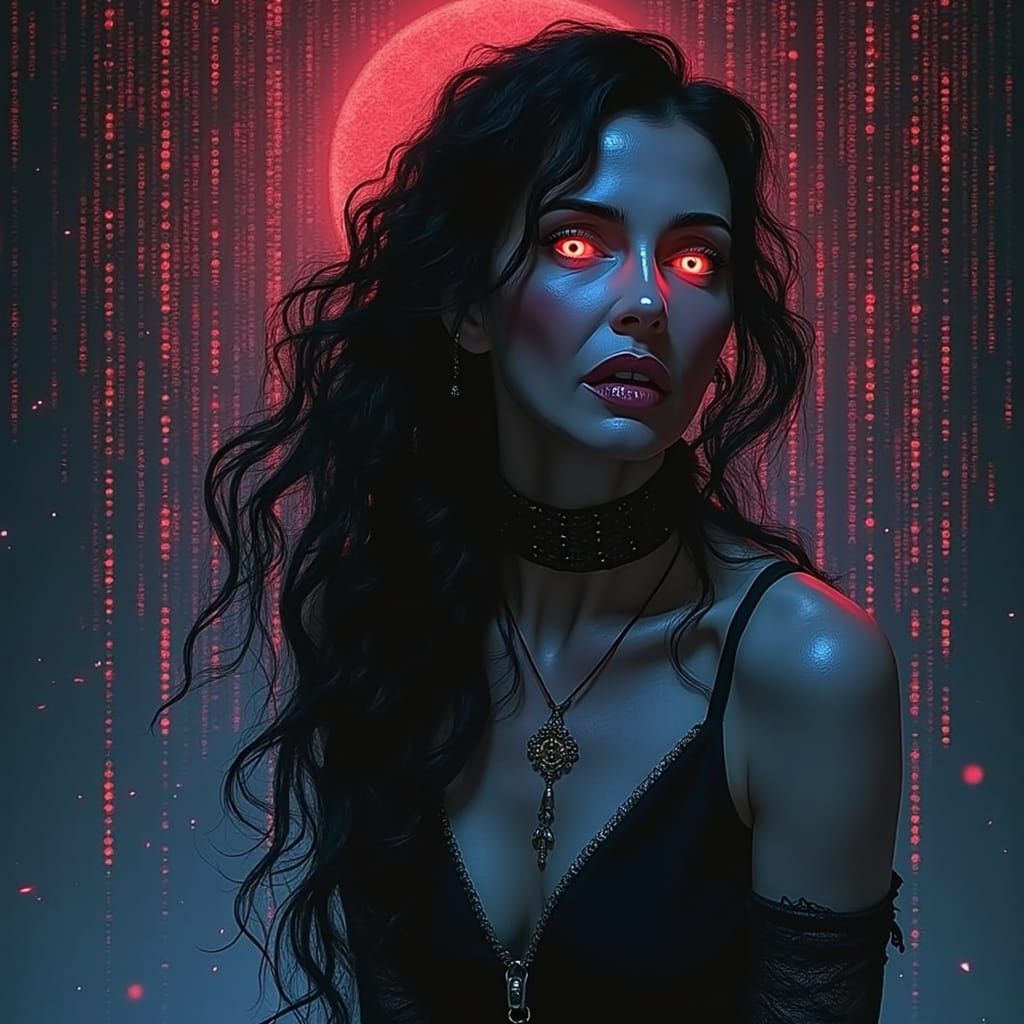 Surreal Gothic Goddess in ASCII Art