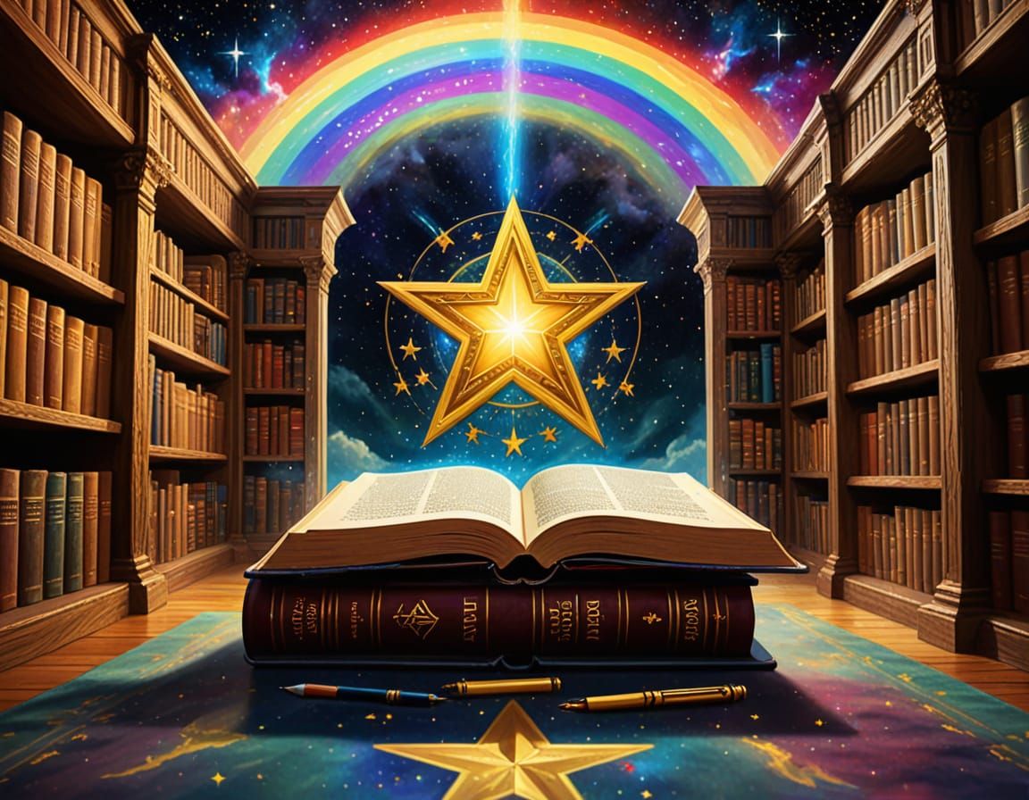 Galactic Library of Knowledge in Surreal Digital Art