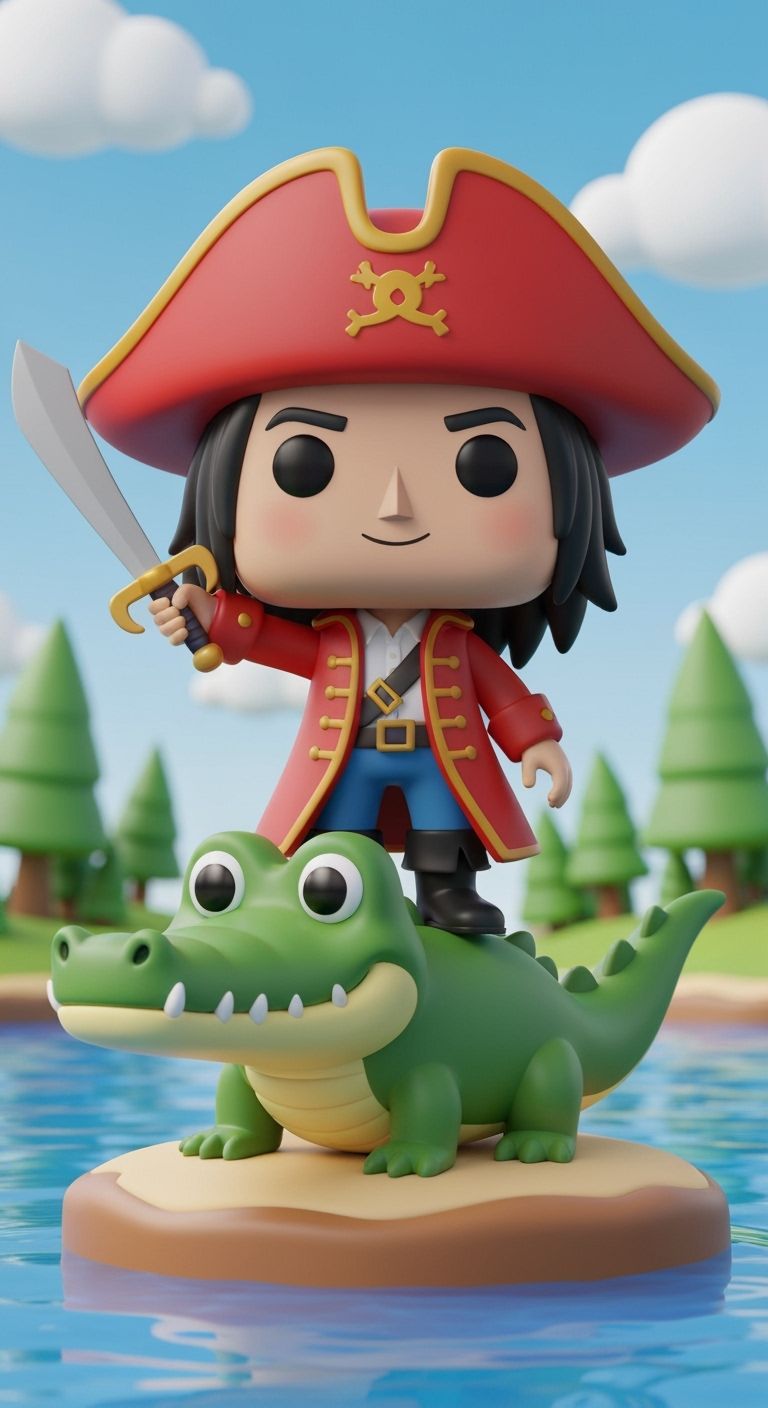 Funko Pop Pirate Captain Toy with Crocodile
