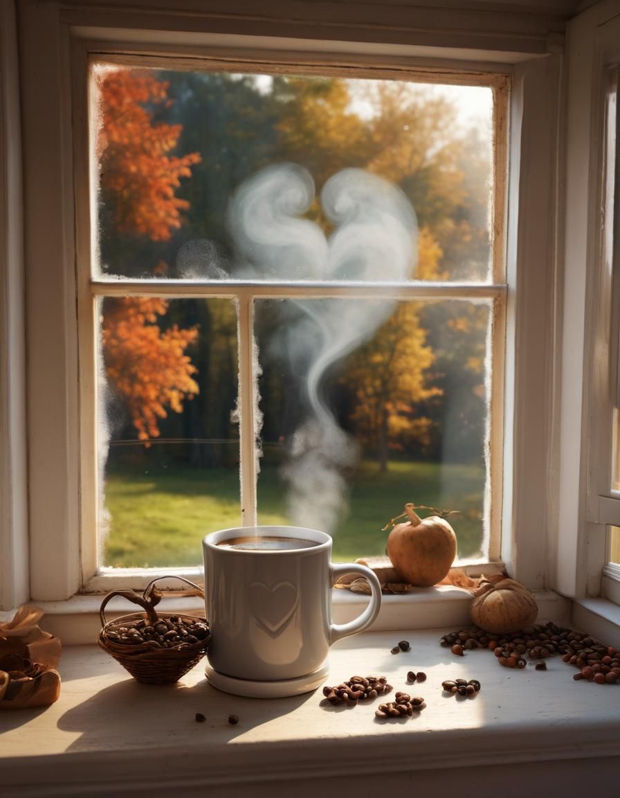 Heart-Shaped Steam Rises From Coffee Mug