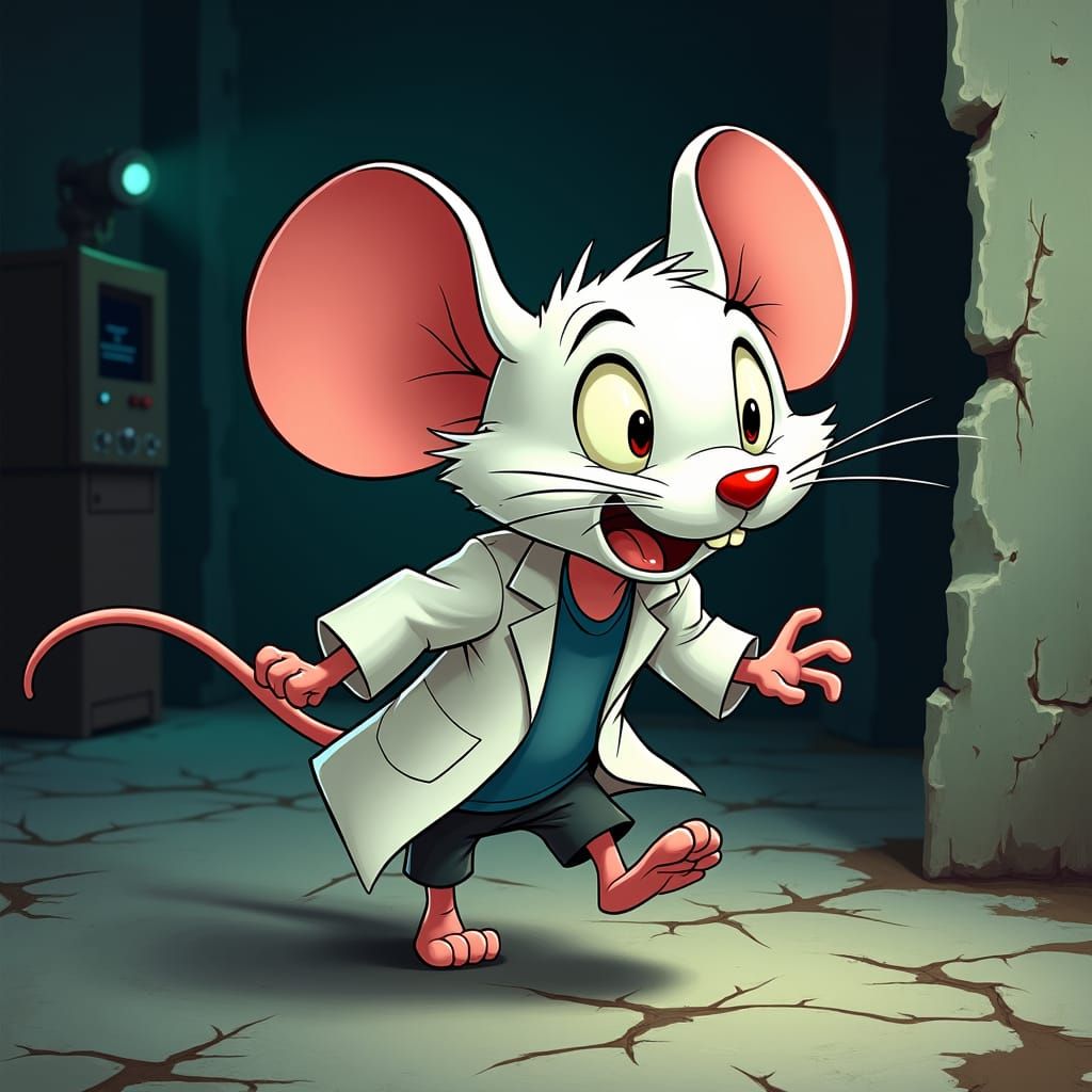 Cartoon Rat Escaping a Secret Lab